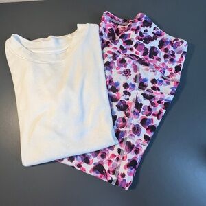 Gottex Water Stain Print Short Leggings and Basic White Top